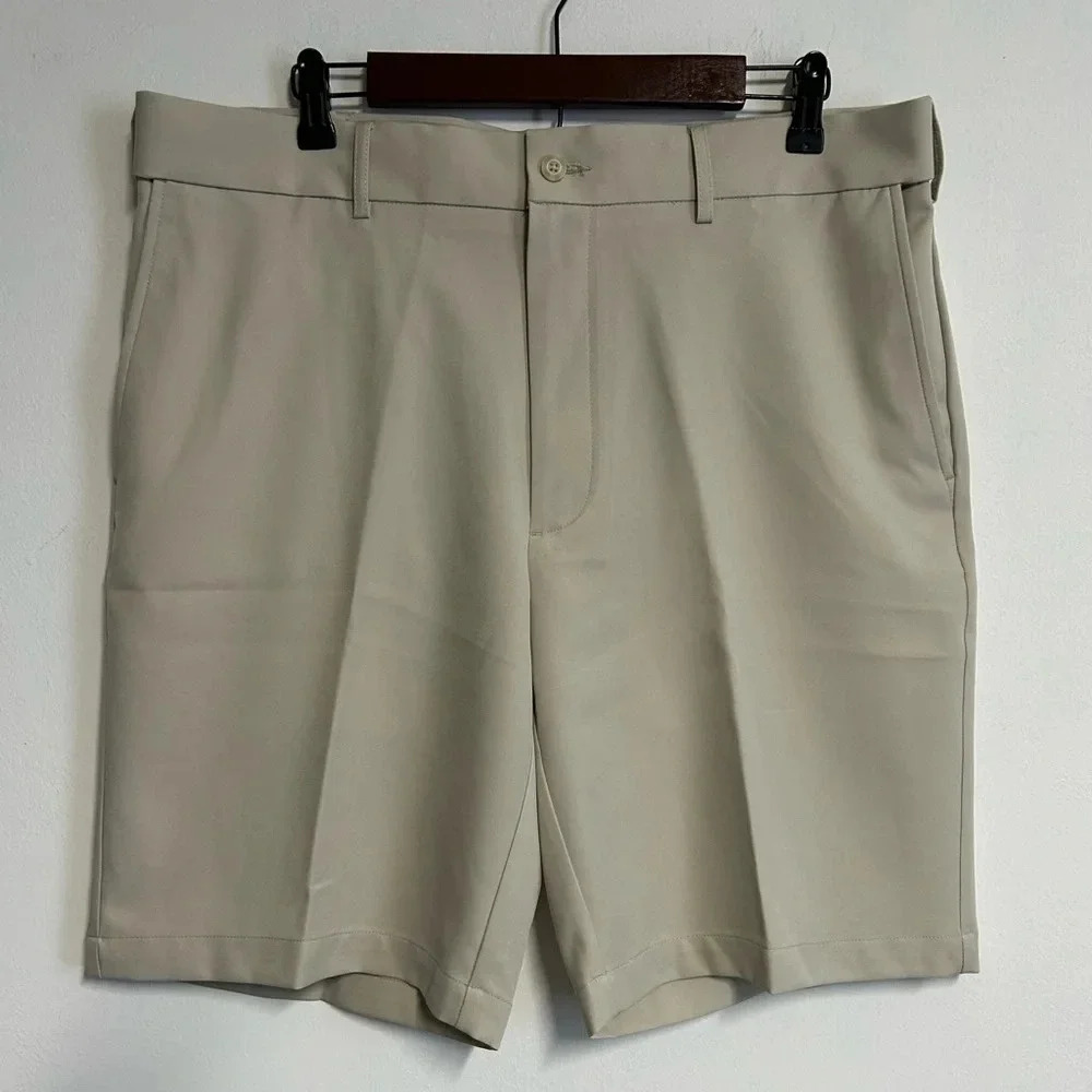 PGA Tour Men's 36 Beige Golf Shorts Flat Front Pockets‎ Easy Care Lightweight